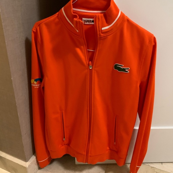 Lacoste Sweaters - Miami Open 2016 Lacoste Orange Zip Up